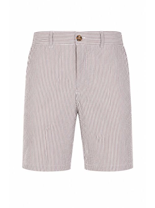 Bermuda Ischia in cotone seersucker Marrone Bianco Mc2 Saint Barth | ISC000100972L